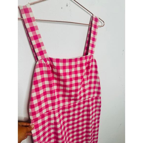 FINDERS KEEPERS Pink White Gingham Check Sleeveless Gigi Midi Dress Size US 10 - Picture 10 of 16